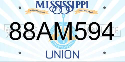 88AM594 Mississippi License Plate