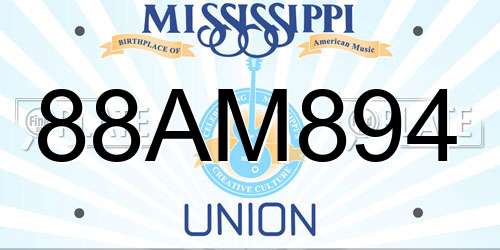 88AM894 Mississippi License Plate