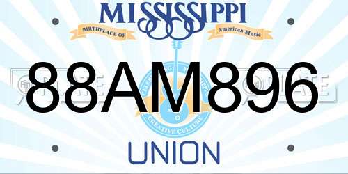88AM896 Mississippi License Plate