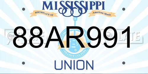 88AR991 Mississippi License Plate