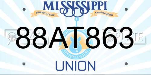 88AT863 Mississippi License Plate