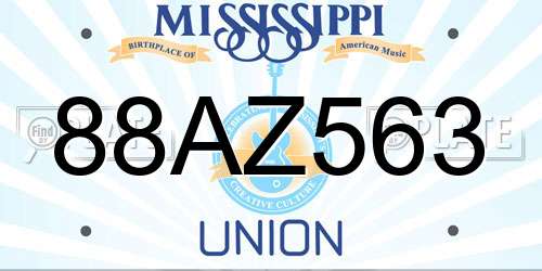 88AZ563 Mississippi License Plate