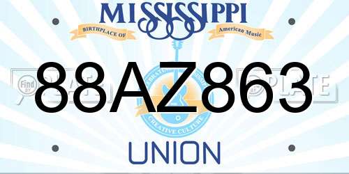 88AZ863 Mississippi License Plate