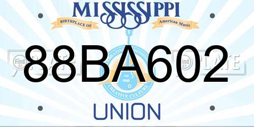 88BA602 Mississippi License Plate