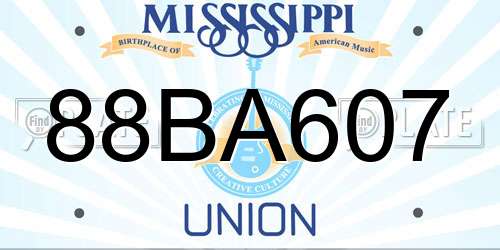 88BA607 Mississippi License Plate
