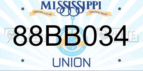 88BB034 Mississippi License Plate