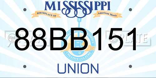 88BB151 Mississippi License Plate