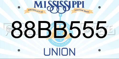 88BB555 Mississippi License Plate