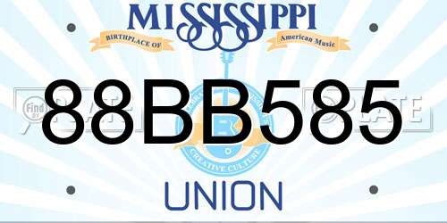 88BB585 Mississippi License Plate