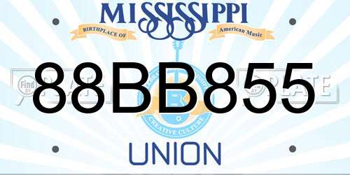 88BB855 Mississippi License Plate