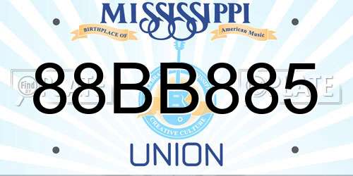 88BB885 Mississippi License Plate