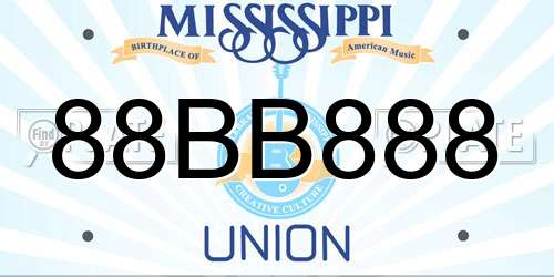 88BB888 Mississippi License Plate