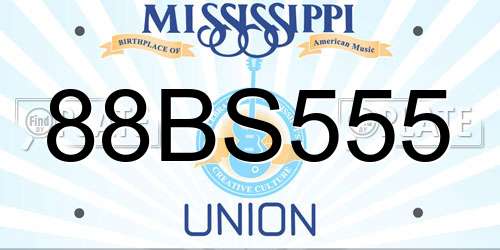 88BS555 Mississippi License Plate