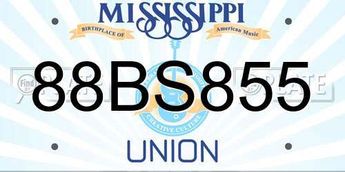 88BS855 Mississippi License Plate