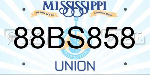 88BS858 Mississippi License Plate
