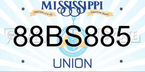 88BS885 Mississippi License Plate