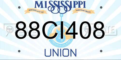 88CI408 Mississippi License Plate