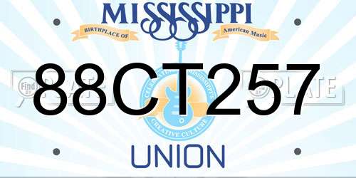 88CT257 Mississippi License Plate