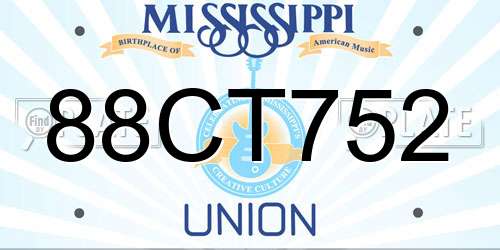 88CT752 Mississippi License Plate