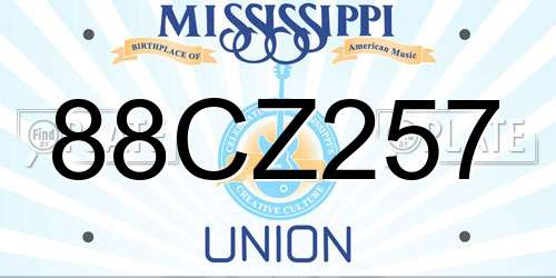88CZ257 Mississippi License Plate