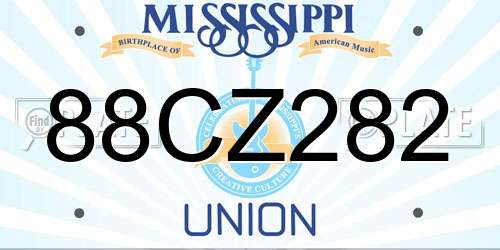 88CZ282 Mississippi License Plate