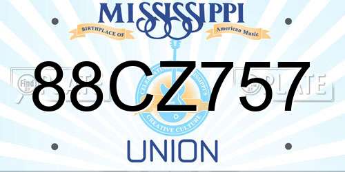 88CZ757 Mississippi License Plate