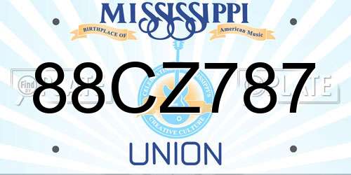 88CZ787 Mississippi License Plate