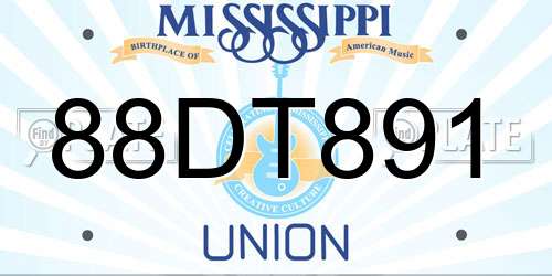 88DT891 Mississippi License Plate