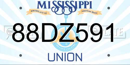 88DZ591 Mississippi License Plate