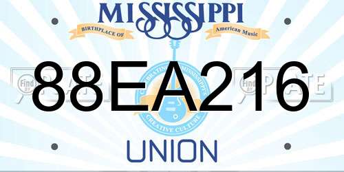88EA216 Mississippi License Plate
