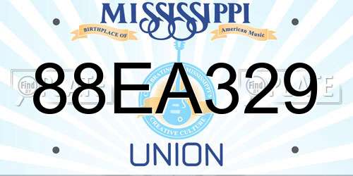 88EA329 Mississippi License Plate
