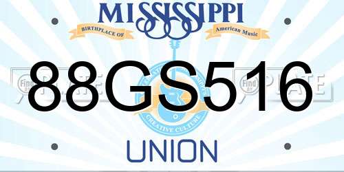 88GS516 Mississippi License Plate