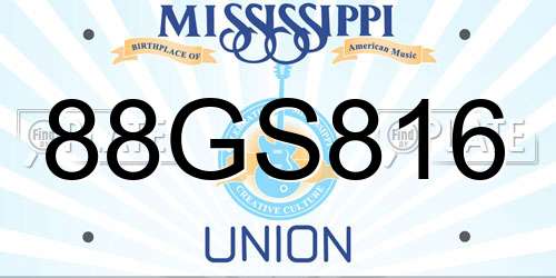 88GS816 Mississippi License Plate