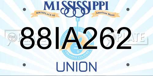 88IA262 Mississippi License Plate