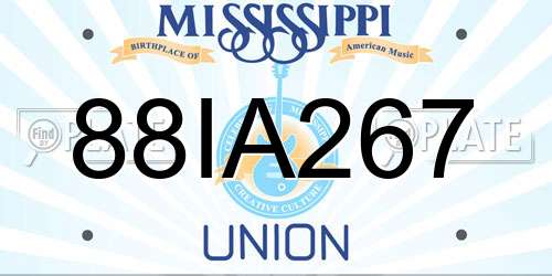 88IA267 Mississippi License Plate