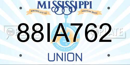 88IA762 Mississippi License Plate