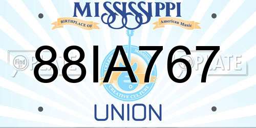 88IA767 Mississippi License Plate