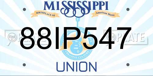 88IP547 Mississippi License Plate