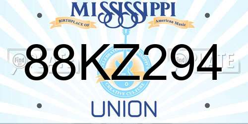 88KZ294 Mississippi License Plate