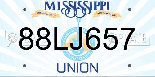 88LJ657 Mississippi License Plate
