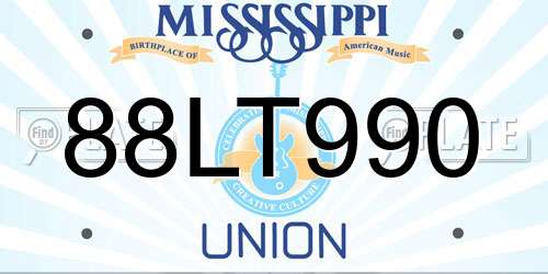 88LT990 Mississippi License Plate