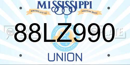 88LZ990 Mississippi License Plate