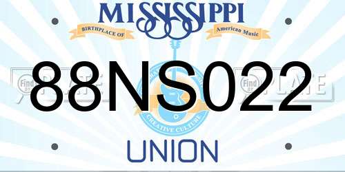 88NS022 Mississippi License Plate