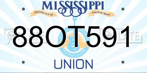 88OT591 Mississippi License Plate