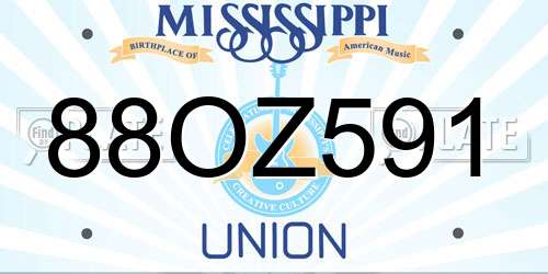 88OZ591 Mississippi License Plate