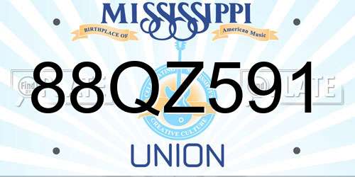 88QZ591 Mississippi License Plate