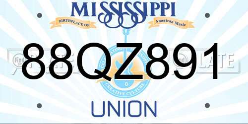 88QZ891 Mississippi License Plate