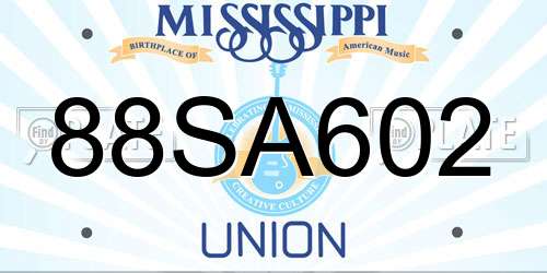 88SA602 Mississippi License Plate