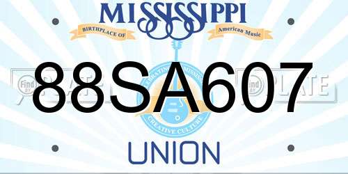 88SA607 Mississippi License Plate