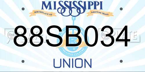 88SB034 Mississippi License Plate